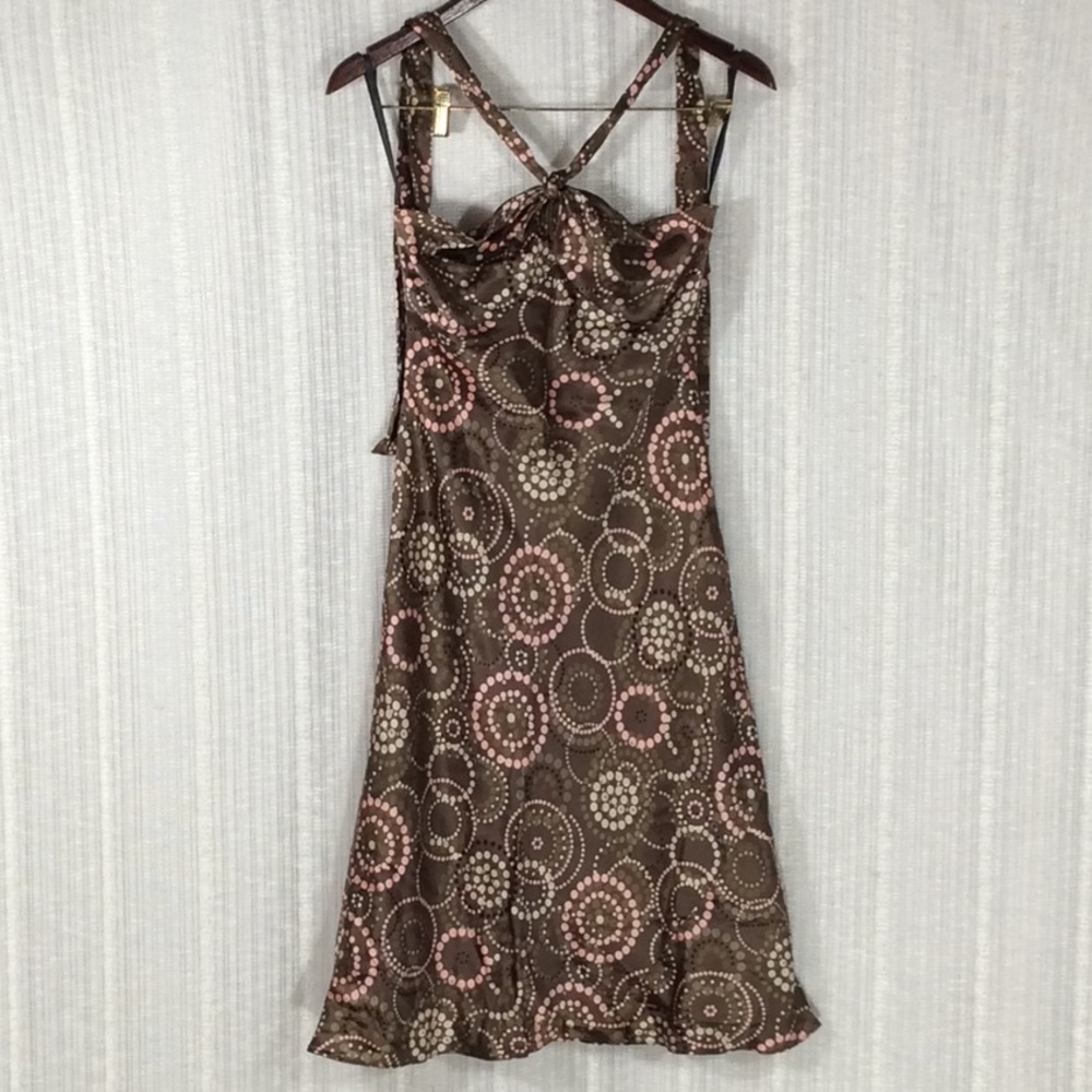 Laundry by Shelli Segal 100% Silk Y2K Geometric Circle  A-Line Dress - Size 4